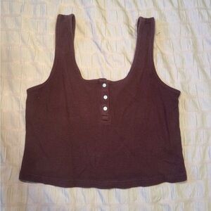 Maroon Waffle Knit Cropped Tank Top